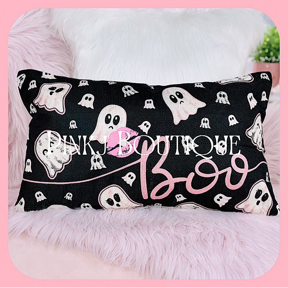 💗👻{BOO} Halloween Flying {Ghosts} Print Decorative Black Cushion Case Cover!